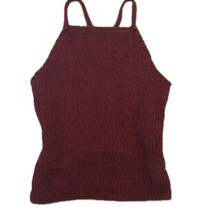 hollister maroon ribbed high neck tank top